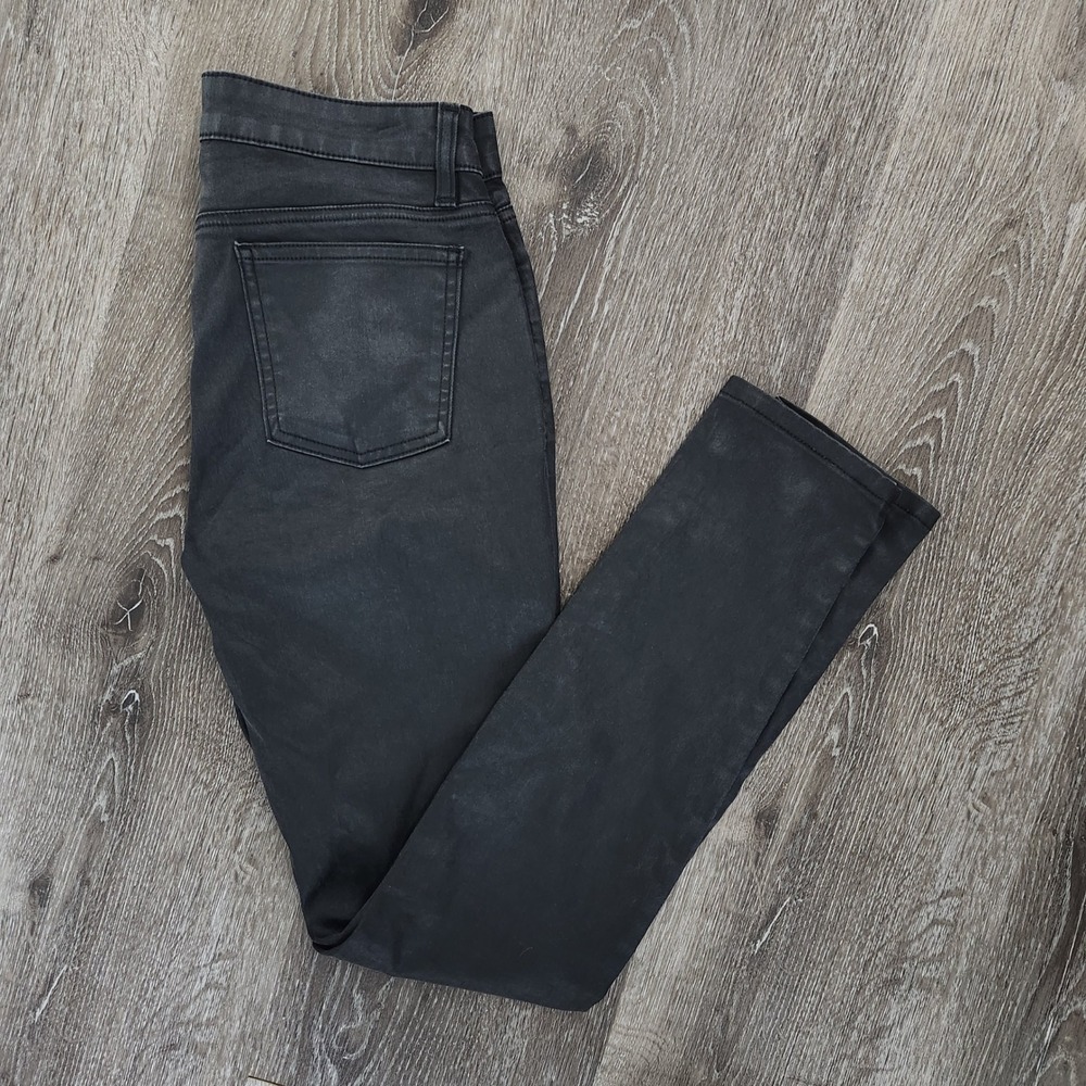 Eileen Fisher Womens Black Coated Skinny Jeans Organic Cotton Size 4